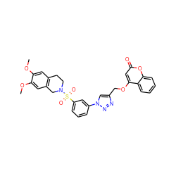 COc1cc2c(cc1OC)CN(S(=O)(=O)c1cccc(-n3cc(COc4cc(=O)oc5ccccc45)nn3)c1)CC2 ZINC000473105946