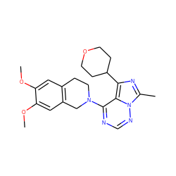 COc1cc2c(cc1OC)CN(c1ncnn3c(C)nc(C4CCOCC4)c13)CC2 ZINC000169711691