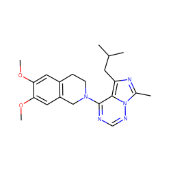 COc1cc2c(cc1OC)CN(c1ncnn3c(C)nc(CC(C)C)c13)CC2 ZINC000169711696