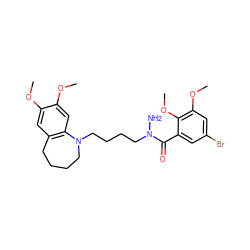 COc1cc2c(cc1OC)N(CCCCN(N)C(=O)c1cc(Br)cc(OC)c1OC)CCCC2 ZINC000066066510