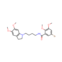 COc1cc2c(cc1OC)N(CCCCNC(=O)c1cc(Br)cc(OC)c1OC)CC2 ZINC000066078420