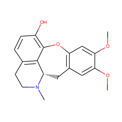 COc1cc2c(cc1OC)Oc1c(O)ccc3c1[C@H](C2)N(C)CC3 ZINC000029041595