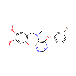 COc1cc2c(cc1OC)Oc1ncnc(Oc3cccc(Br)c3)c1N(C)C2 ZINC000038149519