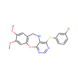 COc1cc2c(cc1OC)Oc1ncnc(Sc3cccc(Br)c3)c1NC2 ZINC000038149517