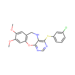 COc1cc2c(cc1OC)Oc1ncnc(Sc3cccc(Cl)c3)c1NC2 ZINC000035847960