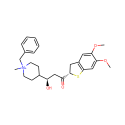 COc1cc2c(cc1OC)S[C@H](C(=O)C[C@@H](O)C1CC[N+](C)(Cc3ccccc3)CC1)C2 ZINC000038151243