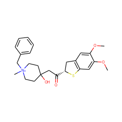 COc1cc2c(cc1OC)S[C@H](C(=O)CC1(O)CC[N+](C)(Cc3ccccc3)CC1)C2 ZINC000038151247