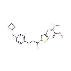 COc1cc2c(cc1OC)S[C@H](C(=O)CCc1cc[n+](CC3CCC3)cc1)C2 ZINC000028456842