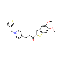 COc1cc2c(cc1OC)S[C@H](C(=O)CCc1cc[n+](Cc3ccsc3)cc1)C2 ZINC000028398063