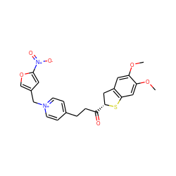 COc1cc2c(cc1OC)S[C@H](C(=O)CCc1cc[n+](Cc3coc([N+](=O)[O-])c3)cc1)C2 ZINC000028459081