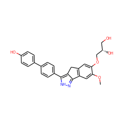 COc1cc2c(cc1OC[C@@H](O)CO)Cc1c-2n[nH]c1-c1ccc(-c2ccc(O)cc2)cc1 ZINC000028952688