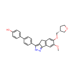 COc1cc2c(cc1OC[C@@H]1CCOC1)Cc1c-2n[nH]c1-c1ccc(-c2ccc(O)cc2)cc1 ZINC000028952749