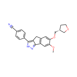 COc1cc2c(cc1OC[C@@H]1CCOC1)Cc1c-2n[nH]c1-c1ccc(C#N)cc1 ZINC000028954513