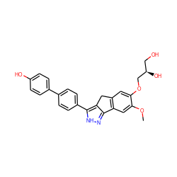 COc1cc2c(cc1OC[C@H](O)CO)Cc1c-2n[nH]c1-c1ccc(-c2ccc(O)cc2)cc1 ZINC000028952747