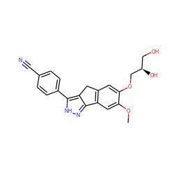 COc1cc2c(cc1OC[C@H](O)CO)Cc1c-2n[nH]c1-c1ccc(C#N)cc1 ZINC000028954437