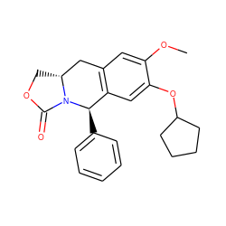 COc1cc2c(cc1OC1CCCC1)[C@@H](c1ccccc1)N1C(=O)OC[C@@H]1C2 ZINC001772572170