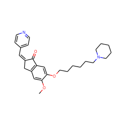 COc1cc2c(cc1OCCCCCCN1CCCCC1)C(=O)/C(=C\c1ccncc1)C2 ZINC000084714246