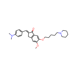 COc1cc2c(cc1OCCCCCN1CCCCC1)C(=O)/C(=C/c1ccc(N(C)C)cc1)C2 ZINC000299834509