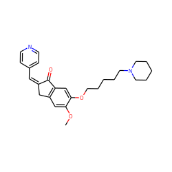 COc1cc2c(cc1OCCCCCN1CCCCC1)C(=O)/C(=C\c1ccncc1)C2 ZINC000084714242