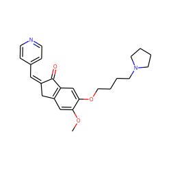 COc1cc2c(cc1OCCCCN1CCCC1)C(=O)/C(=C\c1ccncc1)C2 ZINC000084713325