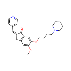 COc1cc2c(cc1OCCCCN1CCCCC1)C(=O)/C(=C\c1ccncc1)C2 ZINC000084714238