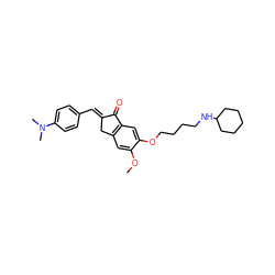 COc1cc2c(cc1OCCCCNC1CCCCC1)C(=O)/C(=C/c1ccc(N(C)C)cc1)C2 ZINC000299837971