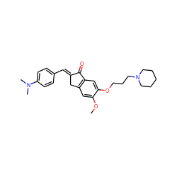 COc1cc2c(cc1OCCCN1CCCCC1)C(=O)/C(=C/c1ccc(N(C)C)cc1)C2 ZINC000299838834