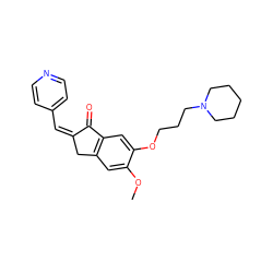 COc1cc2c(cc1OCCCN1CCCCC1)C(=O)/C(=C\c1ccncc1)C2 ZINC000084668541