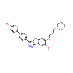 COc1cc2c(cc1OCCCN1CCCCC1)Cc1c-2n[nH]c1-c1ccc(-c2ccc(O)cc2)cc1 ZINC000028952642