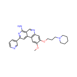 COc1cc2c(cc1OCCCN1CCCCC1)ncc1c(N)nc(-c3cccnc3)cc12 ZINC000045316075