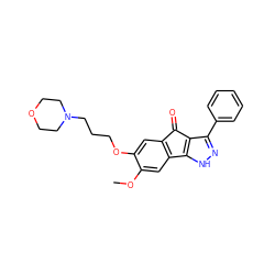 COc1cc2c(cc1OCCCN1CCOCC1)C(=O)c1c(-c3ccccc3)n[nH]c1-2 ZINC000043022215