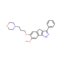 COc1cc2c(cc1OCCCN1CCOCC1)Cc1c(-c3ccccc3)n[nH]c1-2 ZINC000043075701