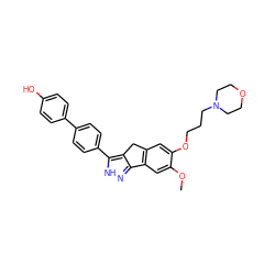 COc1cc2c(cc1OCCCN1CCOCC1)Cc1c-2n[nH]c1-c1ccc(-c2ccc(O)cc2)cc1 ZINC000028952644