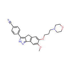 COc1cc2c(cc1OCCCN1CCOCC1)Cc1c-2n[nH]c1-c1ccc(C#N)cc1 ZINC000028954431