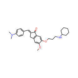 COc1cc2c(cc1OCCCNC1CCCCC1)C(=O)/C(=C/c1ccc(N(C)C)cc1)C2 ZINC000299833114