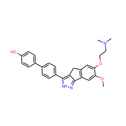 COc1cc2c(cc1OCCN(C)C)Cc1c-2n[nH]c1-c1ccc(-c2ccc(O)cc2)cc1 ZINC000028952628