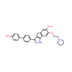 COc1cc2c(cc1OCCN1CCCC1)-c1[nH]nc(-c3ccc(-c4ccc(O)cc4)cc3)c1C2 ZINC000003821230