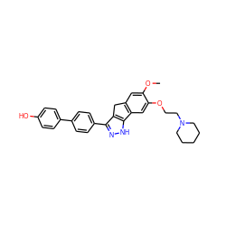 COc1cc2c(cc1OCCN1CCCCC1)-c1[nH]nc(-c3ccc(-c4ccc(O)cc4)cc3)c1C2 ZINC000043017781