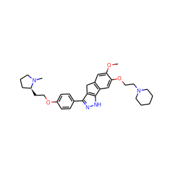 COc1cc2c(cc1OCCN1CCCCC1)-c1[nH]nc(-c3ccc(OCC[C@H]4CCCN4C)cc3)c1C2 ZINC000043014058