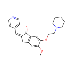 COc1cc2c(cc1OCCN1CCCCC1)C(=O)/C(=C\c1ccncc1)C2 ZINC000084668540