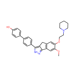 COc1cc2c(cc1OCCN1CCCCC1)Cc1c-2n[nH]c1-c1ccc(-c2ccc(O)cc2)cc1 ZINC000028952703