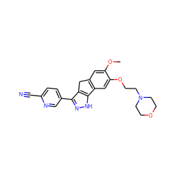 COc1cc2c(cc1OCCN1CCOCC1)-c1[nH]nc(-c3ccc(C#N)nc3)c1C2 ZINC000028951610