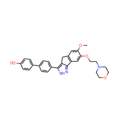 COc1cc2c(cc1OCCN1CCOCC1)-c1n[nH]c(-c3ccc(-c4ccc(O)cc4)cc3)c1C2 ZINC000028952788