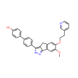 COc1cc2c(cc1OCCc1cccnc1)Cc1c-2n[nH]c1-c1ccc(-c2ccc(O)cc2)cc1 ZINC000028952739