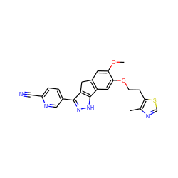 COc1cc2c(cc1OCCc1scnc1C)-c1[nH]nc(-c3ccc(C#N)nc3)c1C2 ZINC000028951612