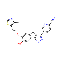 COc1cc2c(cc1OCCc1scnc1C)Cc1c(-c3ccc(C#N)nc3)n[nH]c1-2 ZINC000028951608