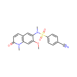 COc1cc2c(ccc(=O)n2C)cc1N(C)S(=O)(=O)c1ccc(C#N)cc1 ZINC001772635785