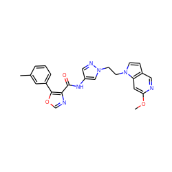 COc1cc2c(ccn2CCn2cc(NC(=O)c3ncoc3-c3cccc(C)c3)cn2)cn1 ZINC000201538254