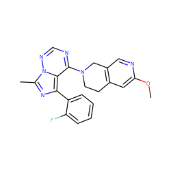 COc1cc2c(cn1)CN(c1ncnn3c(C)nc(-c4ccccc4F)c13)CC2 ZINC000169711703