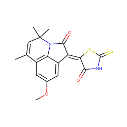 COc1cc2c3c(c1)/C(=C1/SC(=S)NC1=O)C(=O)N3C(C)(C)C=C2C ZINC000017015100